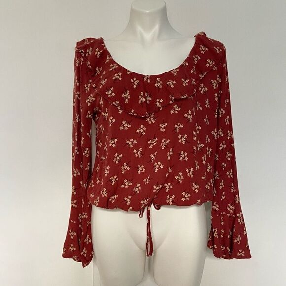 American Eagle Boho Flare Sleeve Floral Elastic waist Top - Picture 8 of 10